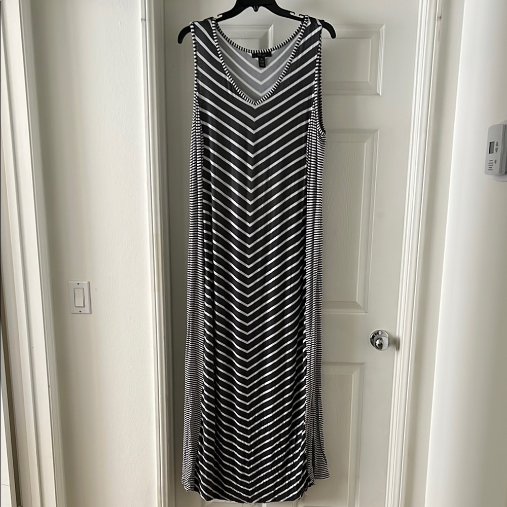 Style & Co. Black and White Striped Maxi Dress